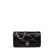 Tory Burch Diamantquiltad läderplånbok med kedja Black, Dam