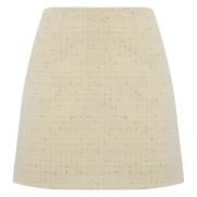 MC2 Saint Barth Ull Tweed Mini Kjol Lurex Detaljer Beige, Dam