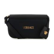 Versace Svart Läder Tag Crossbody-väska Black, Dam