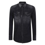 Dsquared2 Svart Klassisk Western Skjorta Black, Herr