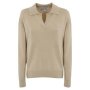 MC2 Saint Barth Ull Cashmere Polo Sweater Beige, Dam