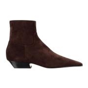 Khaite Brun Mocka Ankelboots Låg Klack Brown, Dam