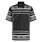 Dolce & Gabbana Svart All-Over Print Skjorta Italien Black, Herr