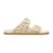 Valentino Garavani Iconographe Platta Sandaler Ivory Beige, Dam