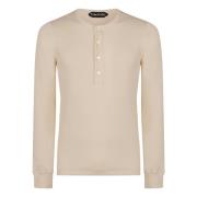 Tom Ford Räfflad stickad långärmad T-shirt Beige, Herr