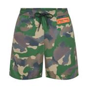 Heron Preston Camouflage Logo Badshorts Militärgrön Green, Herr