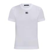 Dolce & Gabbana T-shirt med broderad logotyp White, Dam