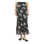 Ganni Blommig Maxi Kjol Black, Dam