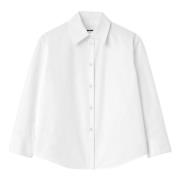 Jil Sander Vit Bomull Poplin Cropped Skjorta White, Dam