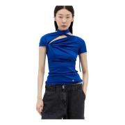 Coperni Draped Jersey Top Blue, Dam