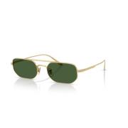 Oliver Peoples Guld Rektangulära Solglasögon Grön Lins Yellow, Unisex