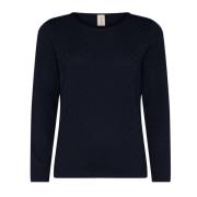 Skovhuus Feminine O-Neck Pullover Blouse Marine Blue, Dam