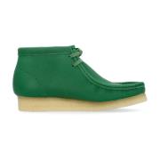 Clarks Grön läder Wallabee stövel Moccasin stil Green, Herr