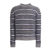 Marni Randig Mohair Crew-Neck Tröja Gray, Herr