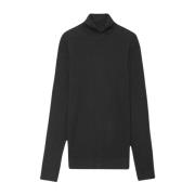 Nn07 Klassisk Ribbstickad Turtleneck Svart Black, Herr