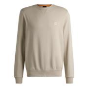 Hugo Boss Avslappnad Sweatshirt Crewneck i Fransk Terry Beige, Herr