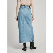 Pepe Jeans Denim Midi Kjol med Broderi Blue, Dam