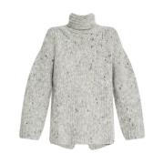 Ganni Marled Handknit Pullover Gray, Dam