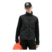 Moncler Vadderad Ull Zip-Up Cardigan Black, Herr