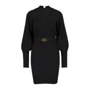 Twinset Svart Elegant Klänning med Guld Detaljer Black, Dam