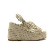 Espadrilles Platinum Raffia Kilklack Sandaler Beige, Dam