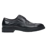 Estro Herr svarta brogues tillverkade av äkta läder Black, Herr