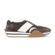 Tom Ford Läder Sneakers i Ebony Ivory Multicolor, Herr