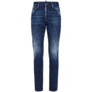 Dsquared2 Marinblå Slitna Jeans Blue, Herr