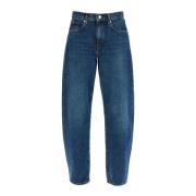 Frame Barrel Cut Denim Jeans Blue, Dam