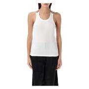 Jean Paul Gaultier Vit Ribbad Tanktop med Spännen White, Dam