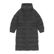 Ganni Seersucker Puffer Coat Black, Dam