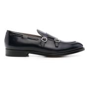 Doucal's Svart läder dubbel spänne loafers Black, Herr