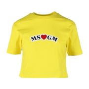 Msgm Bomull T-shirt med Unik Stil Yellow, Dam