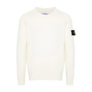 Stone Island Vit Crew-neck Lambswool Sweater White, Herr