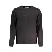 Calvin Klein Svart Bomullssweatshirt Broderad Logotyp Black, Herr