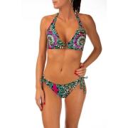 Miss Bikini Spiral Rhinestone Stud Triangle Bikini Multicolor, Dam