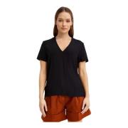 Fay Svart V-ringad blus avslappnad stil Black, Dam