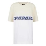 Fendi Tryckt Logotyp T-shirt i Vit/Beige White, Herr