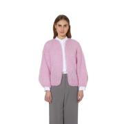 Maiami Mjuk Mohair Bomber Cardigan i Rosa Pink, Dam