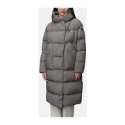 Blauer Quiltad Lång Parka med Huva Gray, Dam