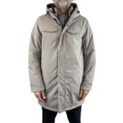 Ecoalf Huvad parka i sandfärg Gray, Herr