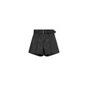 Suncoo Hög midja i fejk läder shorts Black, Dam