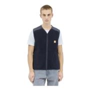 A.p.c. Logo-Applique Fleece Gilet med Shell Trim Blue, Herr