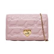 Love Moschino Rosa Axelväska med Guld Detaljer Pink, Dam