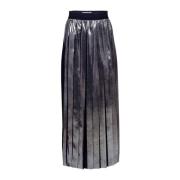 Msgm Metallisk Plisserad Kjol i Silver Gray, Dam