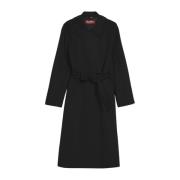 Max Mara Studio Svart ullrock med bälte Black, Dam