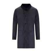 Barbour Navy Blue Vaxad Bomull Mac Jacka Blue, Herr