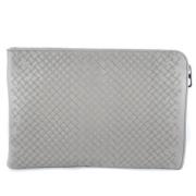 Bottega Veneta Vintage Pre-owned Laeder kuvertvskor Gray, Herr