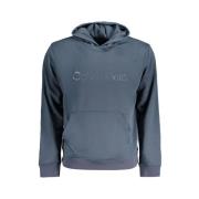 Calvin Klein Blå Polyester Hoodie med Tryckt Logotyp Blue, Herr