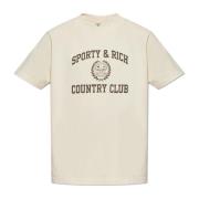 Sporty & Rich T-shirt från Varsity Crest-kollektionen Beige, Unisex